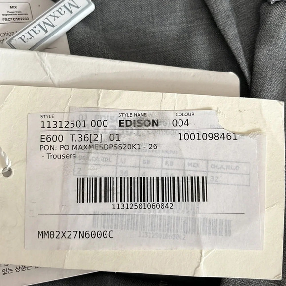 Max Mara Edison Trousers Virgin Wool Unhemmed - NEW but stained - Size 2 (US) - Picture 9 of 12